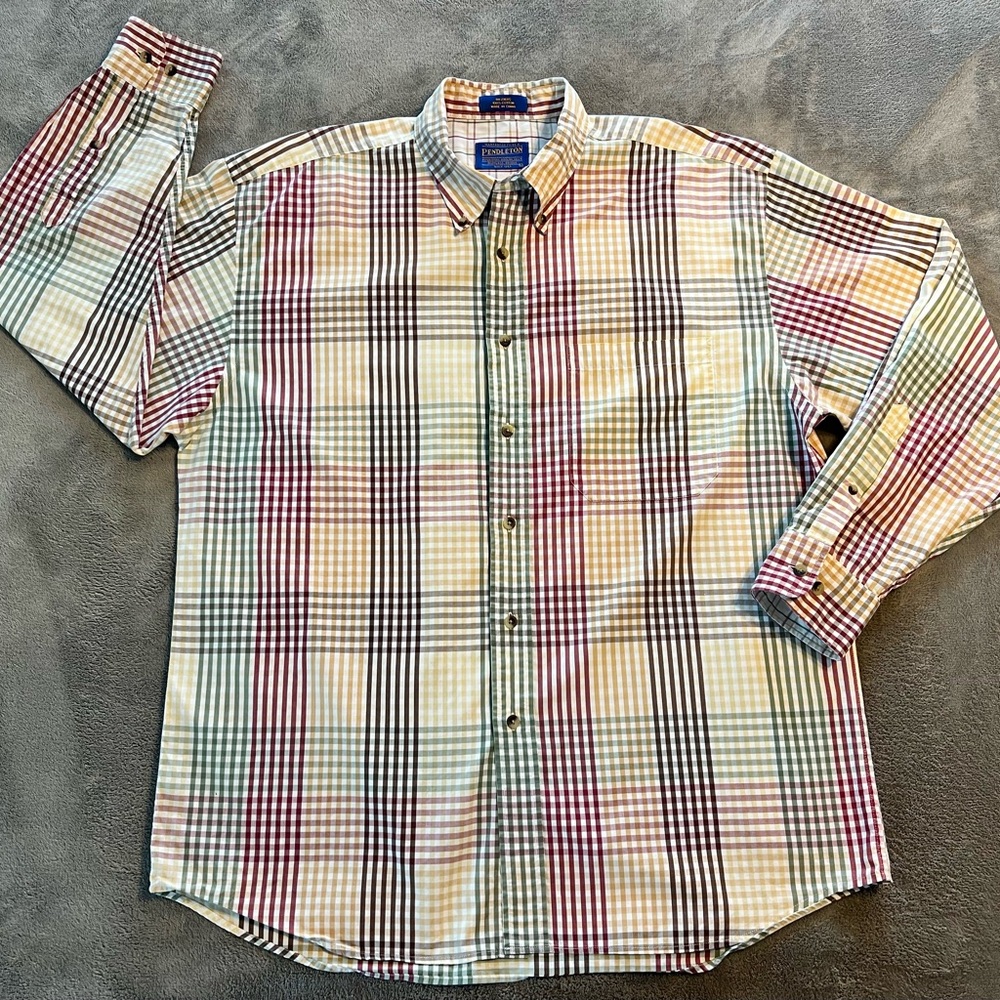 Pendleton Men's L Flannel Logo L/S Button Down 100% Cotton Shirt Rn 29685